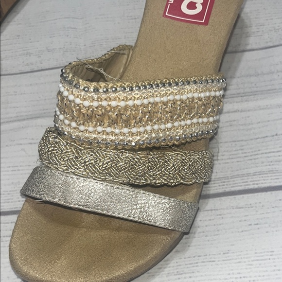 Pop Gold Metallic Braided & Beaded Wedges - Picture 5 of 6